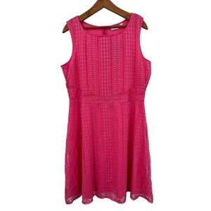 Kim Rogers XL Dress Pink Short Fit & Flare Lace Sleeveless Lace Party NEW